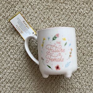 NEW Envogue The Future is Female Mug Cup Feminist Floral White Cream NWT